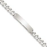 Sterling Silver Polished Engraveable Curb Link ID Bracelet