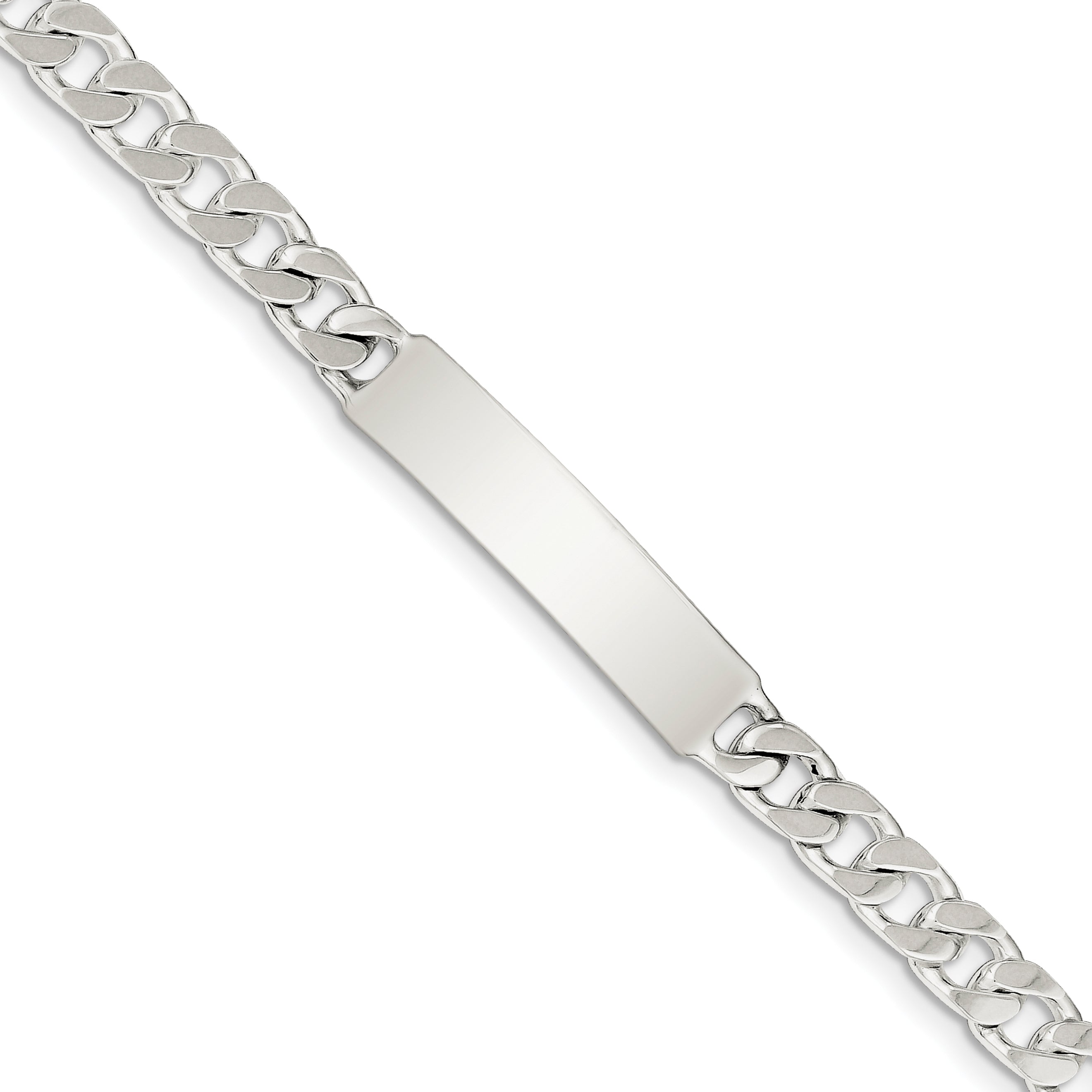 Sterling Silver 8inch Polished Engraveable Curb Link ID Bracelet