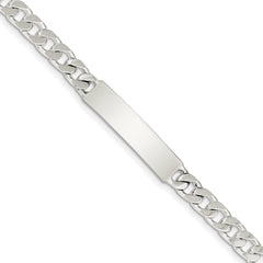 Sterling Silver 8inch Polished Engraveable Curb Link ID Bracelet