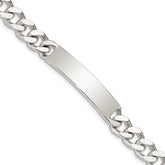 Sterling Silver Polished Engraveable Curb Link ID Bracelet