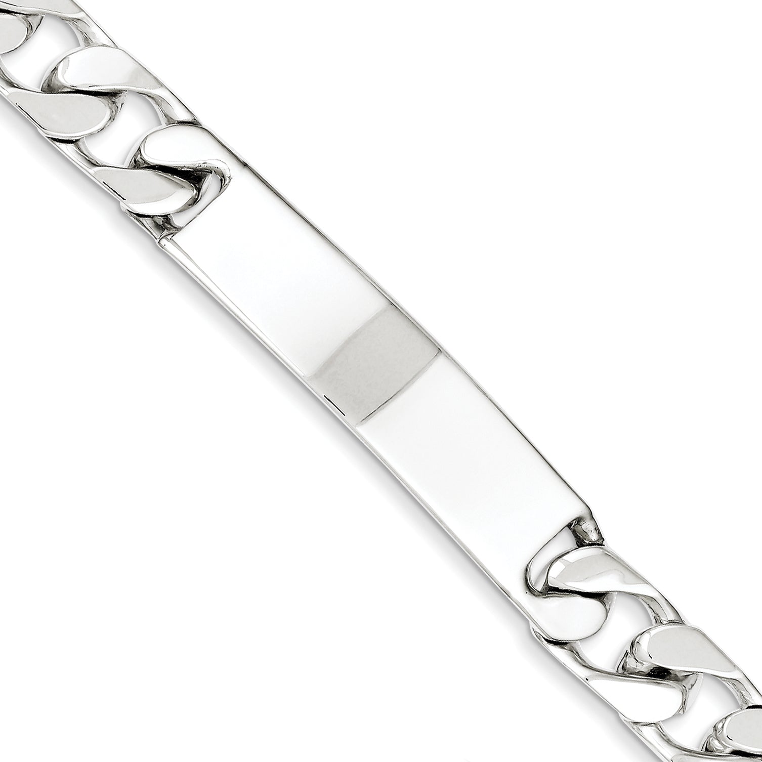 Sterling Silver 8.5inch Polished Engraveable Curb Link ID Bracelet