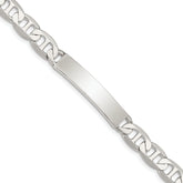 Sterling Silver 8inch Polished Engraveable Anchor Link ID Bracelet