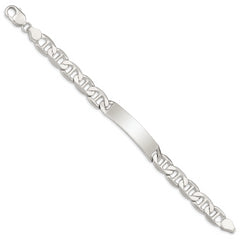Sterling Silver Polished Engraveable Anchor Link ID Bracelet