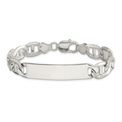 Sterling Silver Polished Engraveable Anchor Link ID Bracelet