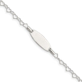 Sterling Silver Polished Engraveable Children's ID Heart Link Bracelet