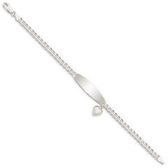 Sterling Silver w/Heart Charm ID Bracelet