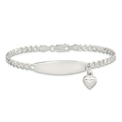Sterling Silver w/Heart Charm ID Bracelet
