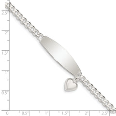 Sterling Silver w/Heart Charm ID Bracelet