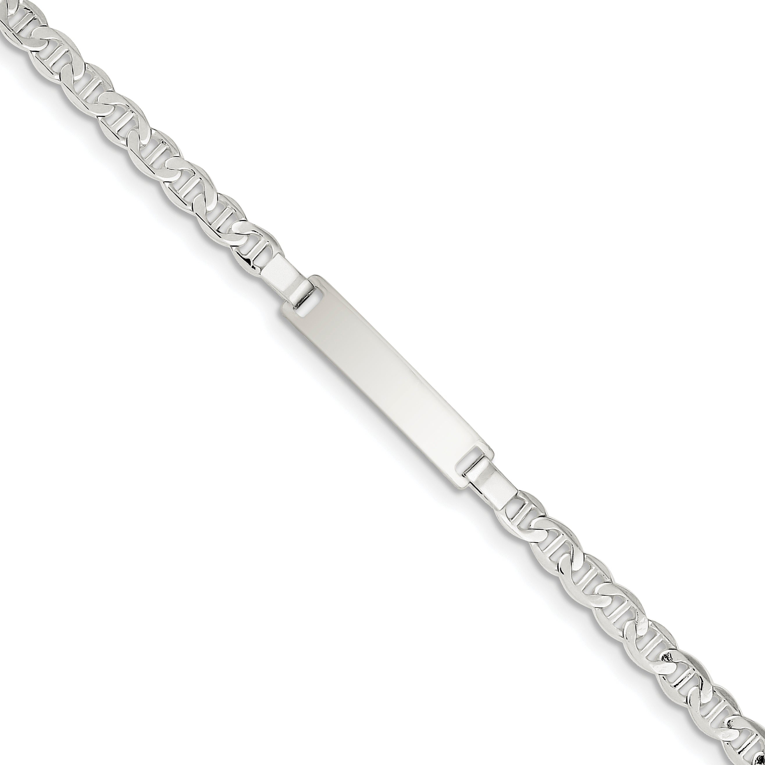 Sterling Silver Engraveable Childrens ID Anchor Link Bracelet