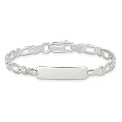 Sterling Silver Polished Engraveable Childrens ID Bracelet