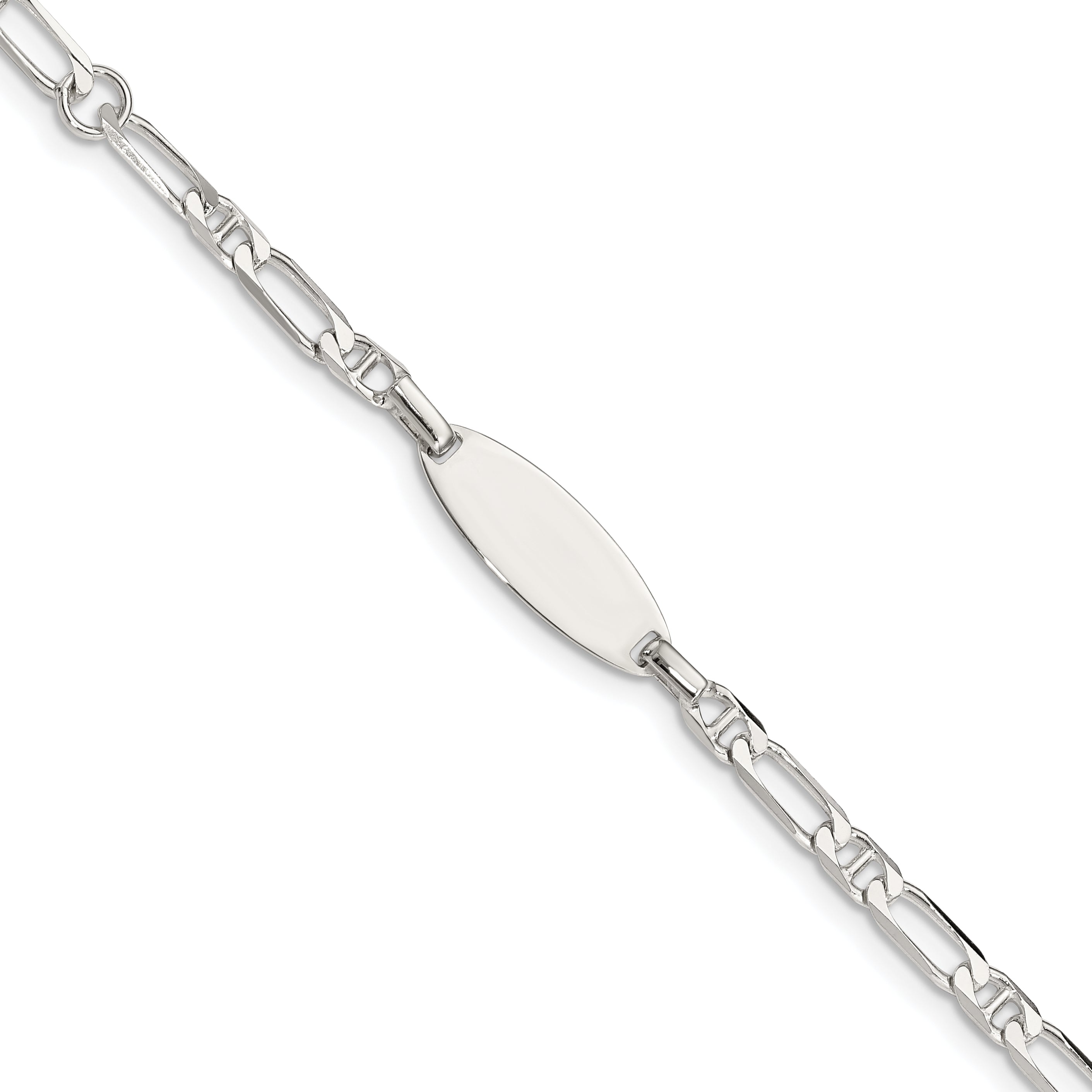 Sterling Silver Polished Engraveable 5in Plus 1in EXT Childrens ID Bracelet