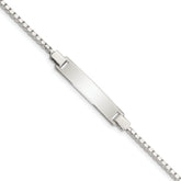Sterling Silver Engraveable Childrens ID on Box Chain Bracelet