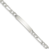 Sterling Silver Polished Engraveable Figaro Link ID Bracelet