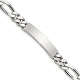 Sterling Silver Polished Engraveable Figaro Link ID Bracelet