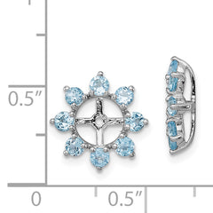 Sterling Silver Rhodium Swiss Blue Topaz Earring Jackets for Women