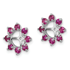 Sterling Silver Rhodium Ruby Earring Jackets with Polished Prong Set