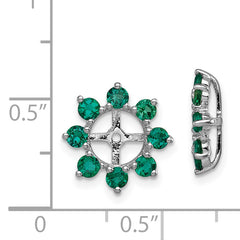 Sterling Silver Emerald Earring Jackets with Polished Rhodium Finish