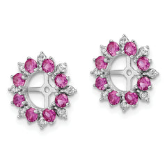 Sterling Silver 925 Earring Jackets with Created Ruby and Diamond Elegance