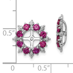 Sterling Silver 925 Earring Jackets with Created Ruby and Diamond Elegance