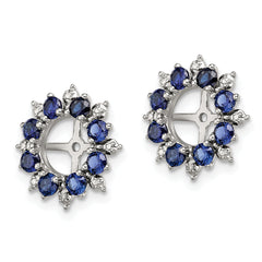 Sterling Silver Sapphire & Diamond Earring Jackets, Elegant Women's Design