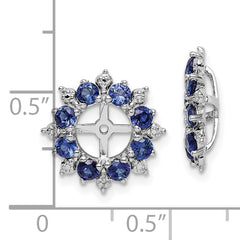 Sterling Silver Sapphire & Diamond Earring Jackets, Elegant Women's Design