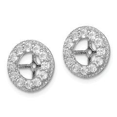 Sterling Silver Rhodium Plated White Topaz & Diamond Earring Jackets
