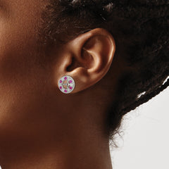 Sterling Silver Ruby Earring Jackets with Rhodium Polish for Women