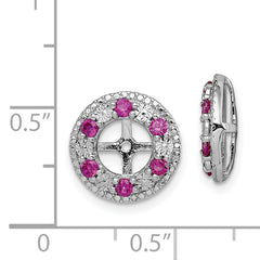 Sterling Silver Ruby Earring Jackets with Rhodium Polish for Women