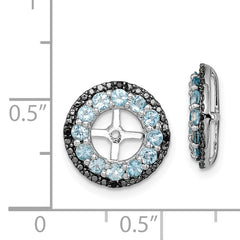 Sterling Silver 925 Earring Jackets with Swiss Blue Topaz & Black Sapphire Elegant Birthstone Style