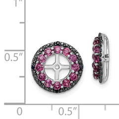 Sterling Silver 925 Rhodolite Garnet & Black Sapphire Earring Jackets Elegant Women's Birthstone Design
