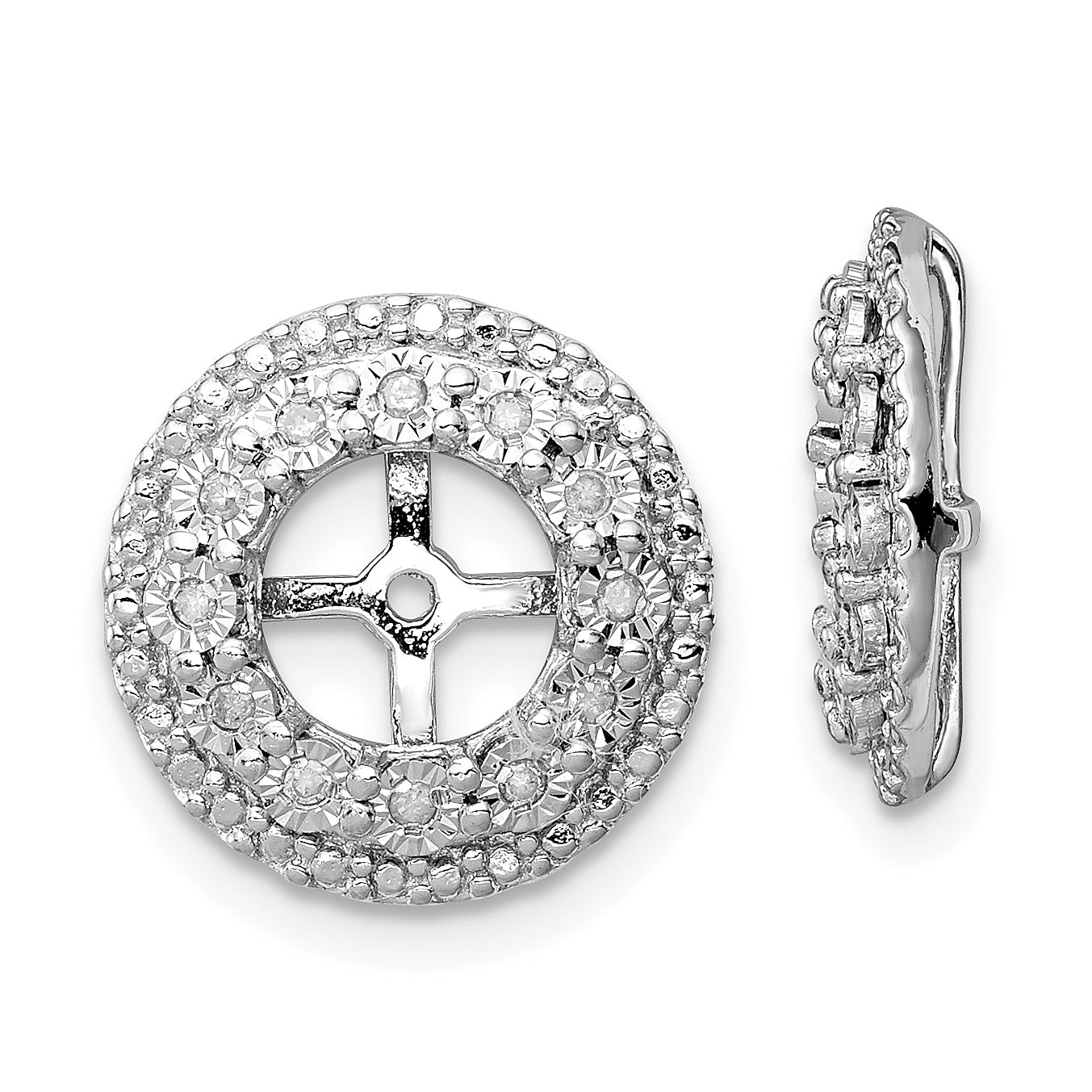 Sterling Silver Rhodium Diam. Earring Jacket