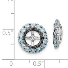 Sophia Jewelers Sterling Silver Rhodium Earring Jackets with Blue Topaz and Black Sapphire