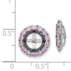 Sophia Jewelers Sterling Silver Pink & Black Sapphire Earring Jackets