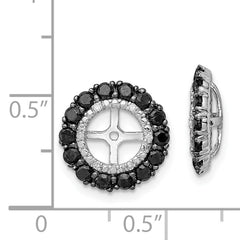 Sterling Silver 925 Earring Jackets with Black Sapphire & Diamond Prong Set