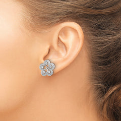 Sterling Silver Rhodium-Plated Earring Jackets with White Topaz & Diamond