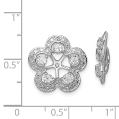 Sterling Silver Rhodium-Plated Earring Jackets with White Topaz & Diamond