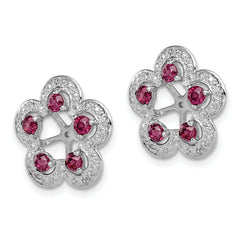 Sterling Silver Rhodolite Garnet and Diamond Earring Jackets Elegant Women's Jewelry