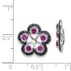 Sterling Silver 925 Ruby & Black Sapphire Earring Jackets Elegant Women's Birthstone Style