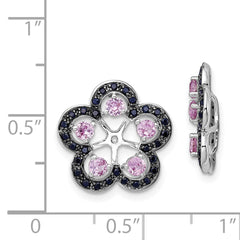 Sterling Silver 925 Pink & Black Sapphire Earring Jackets for October Birthstone Elegance