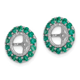 Sterling Silver Earring Jackets with Lab-Created Emeralds & Diamonds