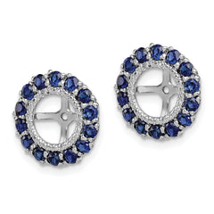 Sterling Silver 925 Earring Jackets with Lab-Created Sapphire and Diamond