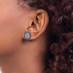 Sterling Silver 925 Earring Jackets with Lab-Created Sapphire and Diamond