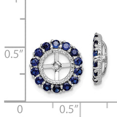 Sterling Silver 925 Earring Jackets with Lab-Created Sapphire and Diamond