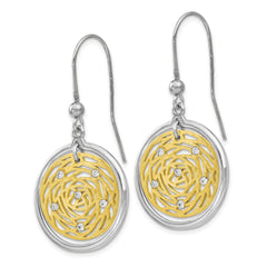 Sophia Jewelers Sterling Silver CZ Dangle Earrings with Gold-Tone Finish