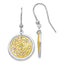 Sterling Silver Gold-tone Scratch-finish CZ Dangle Earrings