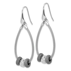 Sterling Silver Ruthenium-Plated Mesh Dangle Earrings with Polished Finish