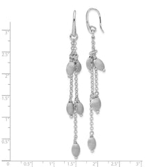 Sterling Silver 925 Triple Strand Dangle Earrings with Textured Beads