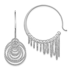 Sterling Silver Polished and Laser-cut Hoop Earrings