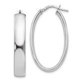 Sterling Silver Polished Oval Hinged Hoop Earrings