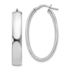 Sterling Silver Polished Oval Hinged Hoop Earrings